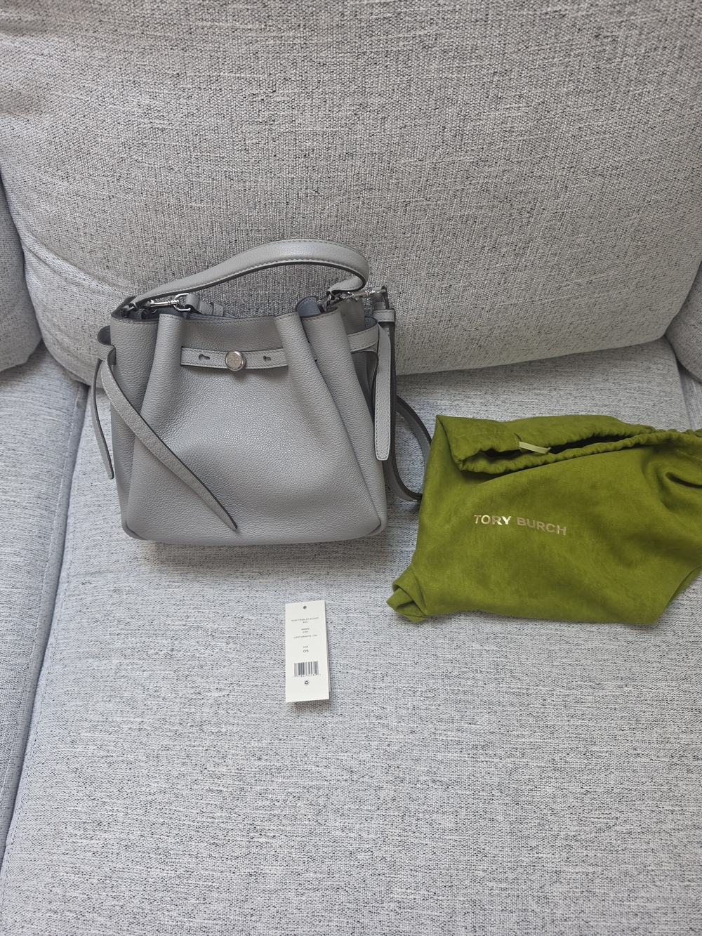 Tory Burch Gray Leather Bucket Bag